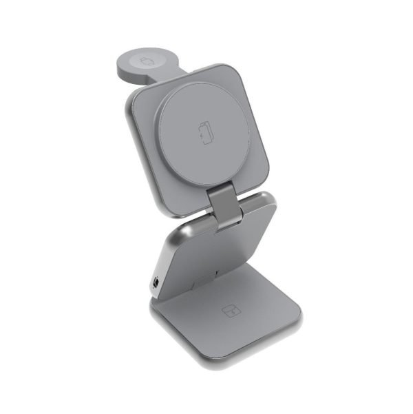 LEPOID 3 in 1 Foldable Portable Magnetic Magsafe Wireless charger Compatible with iPhone 12 13 14 15 Plus Pro Max Samsung Galaxy S20 S21 S22 S23 S24 Plus Ultra Grey