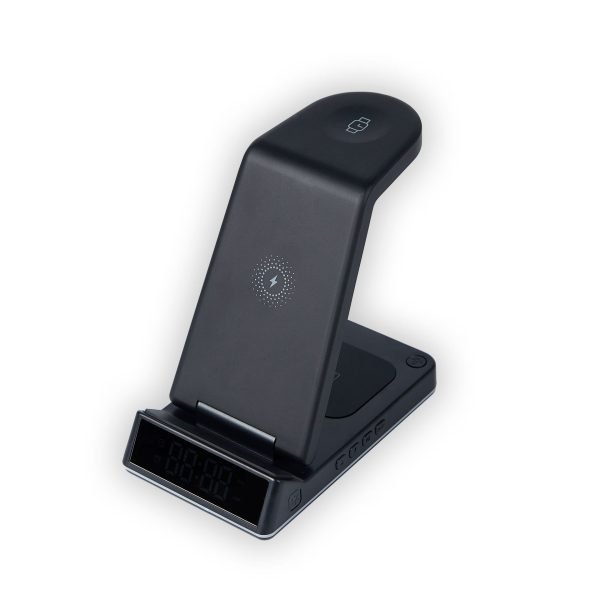 LEPOID 5 in 1 Stand Night Light Alarm Clock Magnetic Magsafe Wireless charger Compatible with iPhone 12 13 14 15 Plus Pro Max Samsung Galaxy S20 S21 S22 S23 S24 Plus Ultra Black