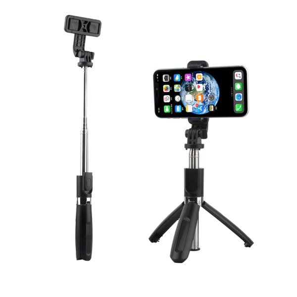 LEPOID Selfie Stick, Multi-functional Bluetooth Selfie Artifact Extended 1 Meter Telescopic Pole Self-Timer Live Photo Tripod Compatible with Camera Black