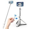 LEPOID Selfie Stick, Multi-functional Bluetooth Selfie Artifact Extended 1 Meter Telescopic Pole Self-Timer Live Photo Tripod Compatible with Camera White