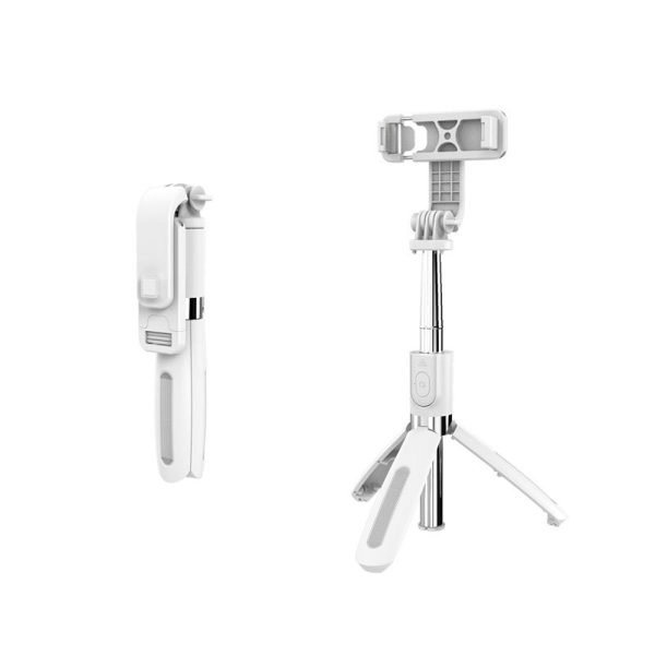 LEPOID Selfie Stick, Multi-functional Bluetooth Selfie Artifact Extended 1 Meter Telescopic Pole Self-Timer Live Photo Tripod Compatible with Camera White