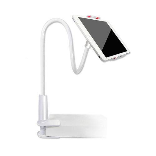LEPOID Tablet holder, Multifunctional Home Desktop Bedside Tablet Stand Rotating Flexible Cell Phone Holder Compatible with 4-10.6 inch Cell Phone&Tablet White