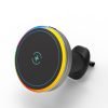 LEPOID 15W Magnetic Car Phone Mount Wireless Charger, Aluminum Alloy Air Vent Clip for iPhone 12~16 Plus Pro Max with RGB Ambient Light Black