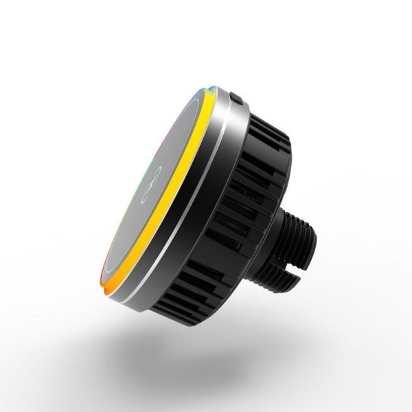 LEPOID 15W Magnetic Air Vent Car Phone Charger, Aluminum Alloy Wireless Cooling Pad  for iPhone 12~16 Plus Pro Max with RGB Ambient Light Black