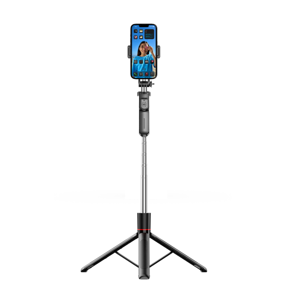 LEPOID ‌Sturdy Selfie Stick with 1.7m Reinforced Extendable Pole & Bluetooth Remote - Stabilized Tripod Base for Live Streaming and Photography Black