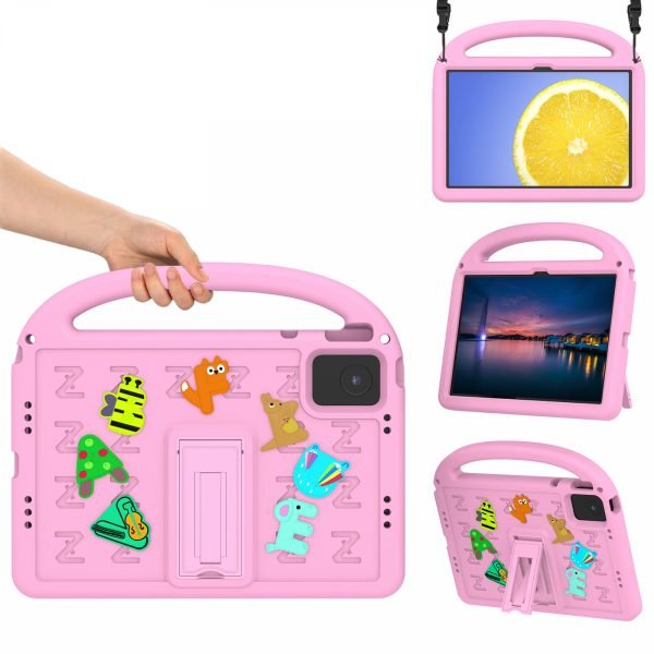 LEPOID ‌Kids Shockproof EVA Stand Protective Case, Cartoon Handle Tablet Cover with Adjustable Shoulder Strap for Lenovo Zhaoyang K10