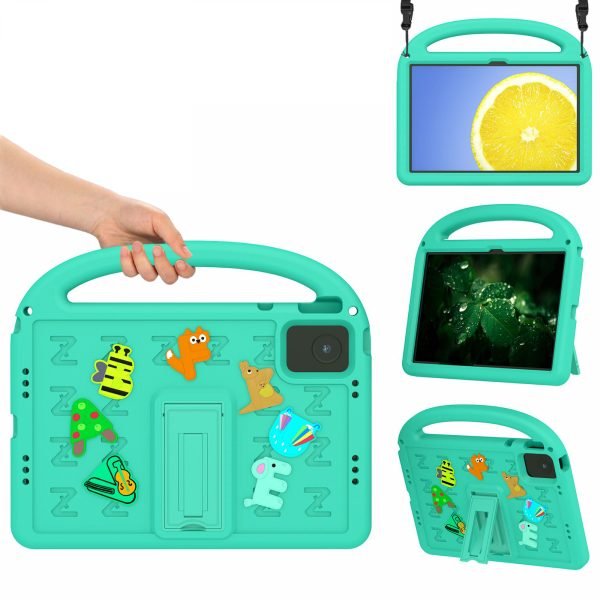 LEPOID ‌Kids Shockproof EVA Stand Protective Case, Cartoon Handle Tablet Cover with Adjustable Shoulder Strap for Lenovo Zhaoyang K10