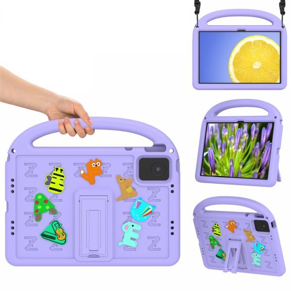 LEPOID ‌Kids Shockproof EVA Stand Protective Case, Cartoon Handle Tablet Cover with Adjustable Shoulder Strap for Lenovo Zhaoyang K10