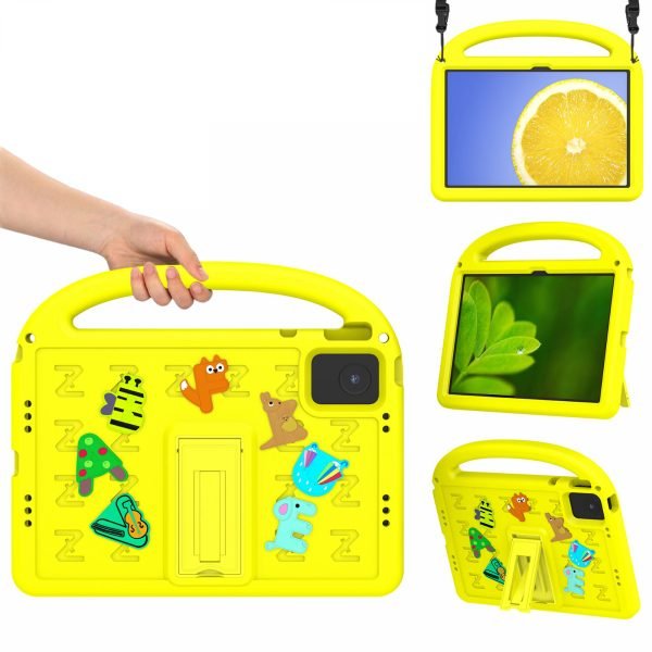 LEPOID ‌Kids Shockproof EVA Stand Protective Case, Cartoon Handle Tablet Cover with Adjustable Shoulder Strap for Lenovo Zhaoyang K10
