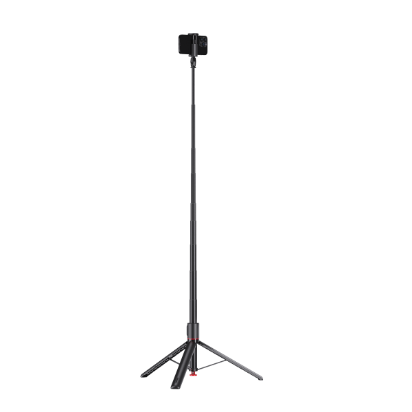 LEPOID ‌Outdoor Auto-Deploy Selfie Stick with 1.77m Gravity-Extend Pole & Tripod Base - Bluetooth Remote for Vlog and Live Streaming Black