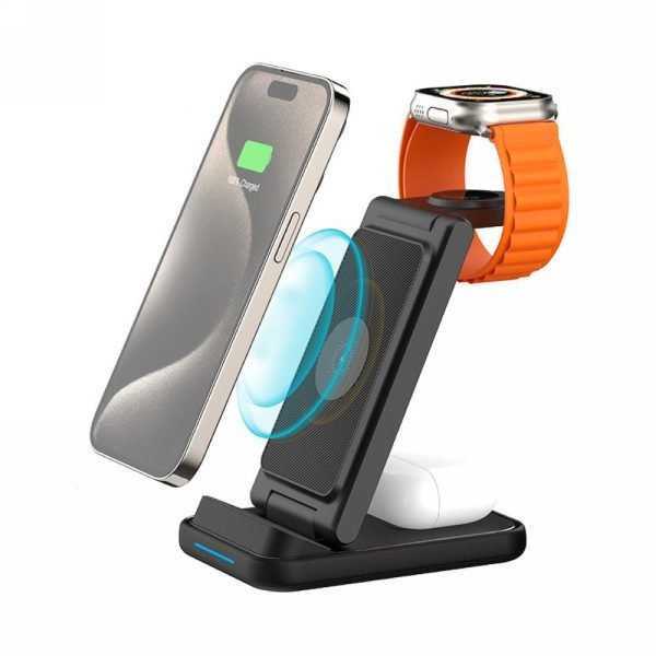 LEPOID 3-in-1 Foldable Magnetic Wireless Charger, Portable Charging Station Compatible with iPhone 12-16 Series, AirPods & Apple Watch