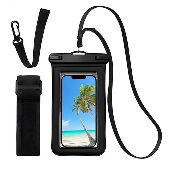 LEPOID Floating Waterproof Phone Pouch with Sports Armband, Wrist Strap, and Neck Lanyard Set – Waterproof Case for Swimming, Running & Outdoor Activities