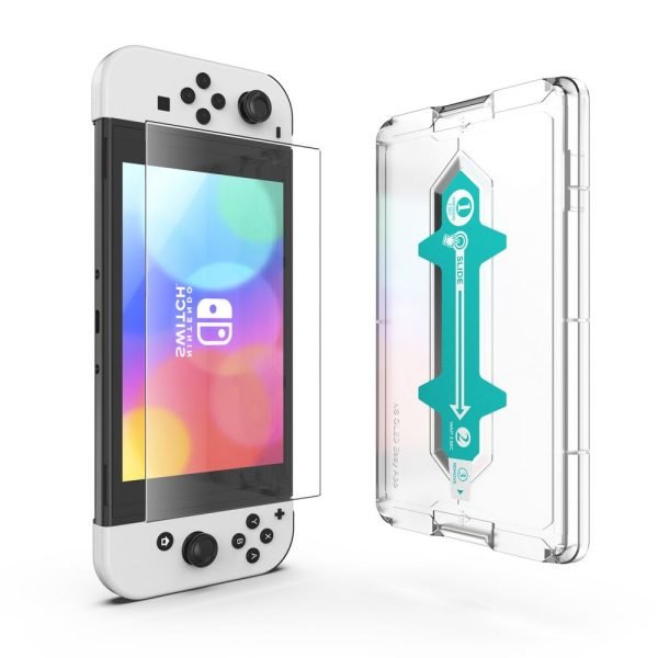 LEPOID CLEAR TEMPERED GLASS SCREEN PROTECTOR FOR Nintendo Switch OLED WITH DUST-FREE KIT