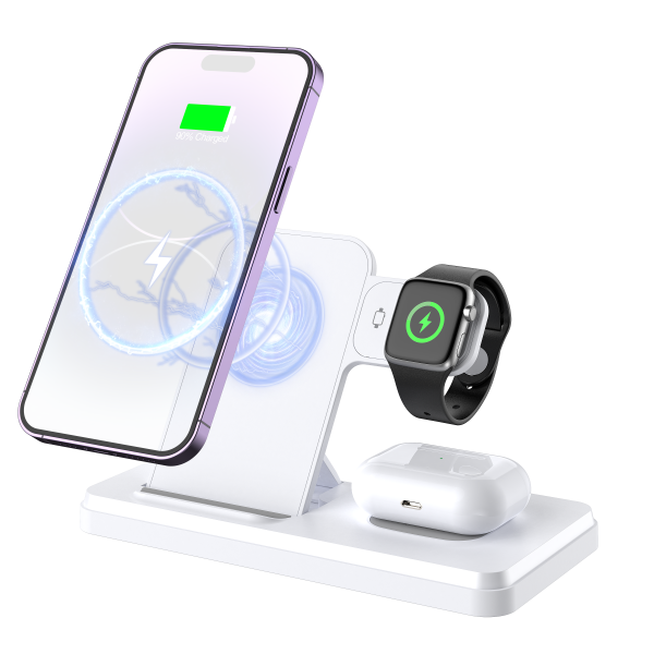 LEPOID ‌3-in-1 Foldable Magnetic Wireless Charging Station, Portable Charger Compatible with iPhone 12-16 Series, AirPods & Apple Watch
