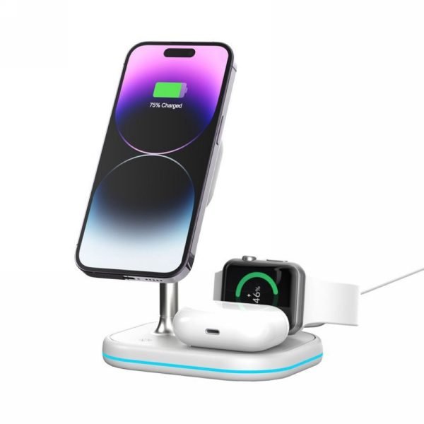 LEPOID ‌3-in-1 Vertical Magnetic Wireless Charging Stand, Compatible with iPhone 12-16 Series, AirPods, Apple Watch & Samsung Galaxy S20-S25 Plus Ultra