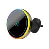 LEPOID 15W Magnetic Car Phone Mount Wireless Charger, Aluminum Alloy Air Vent Clip for iPhone 12~16 Plus Pro Max with RGB Ambient Light Black