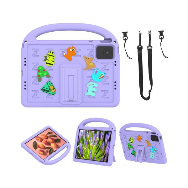 LEPOID ‌Kids Shockproof EVA Stand Protective Case, Cartoon Handle Tablet Cover with Adjustable Shoulder Strap for Lenovo Zhaoyang K10