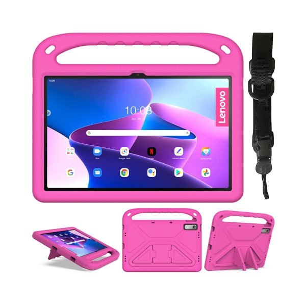 LEPOID ‌Kids Shockproof EVA Stand Protective Case, Cartoon Handle Tablet Cover with Adjustable Shoulder Strap for Lenovo K11 Gen2