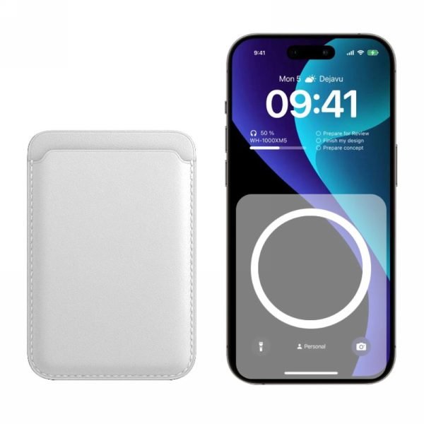 LEPOID MagSafe Powerful Magnetic Leather Card Holder Wallet for Credit/Bank/Transit Cards with Snap-on Slot & Magnetic Animation Compatible with iPhone 12/13/14/15/16 Series