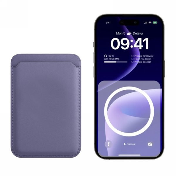 LEPOID MagSafe Powerful Magnetic Leather Card Holder Wallet for Credit/Bank/Transit Cards with Snap-on Slot & Magnetic Animation Compatible with iPhone 12/13/14/15/16 Series