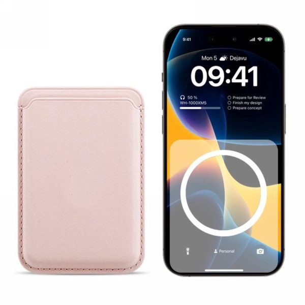 LEPOID MagSafe Powerful Magnetic Leather Card Holder Wallet for Credit/Bank/Transit Cards with Snap-on Slot & Magnetic Animation Compatible with iPhone 12/13/14/15/16 Series