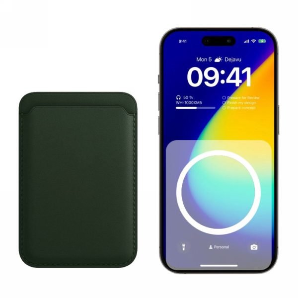 LEPOID MagSafe Powerful Magnetic Leather Card Holder Wallet for Credit/Bank/Transit Cards with Snap-on Slot & Magnetic Animation Compatible with iPhone 12/13/14/15/16 Series