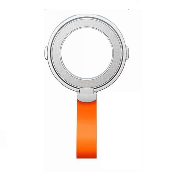 LEPOID MagSafe Magnetic Phone Ring Holder Stand - 360° Rotatable Desktop Mount with Silicone Finger Strap, Compatible with iPhone 12-16/Samsung S24/S25 Silver