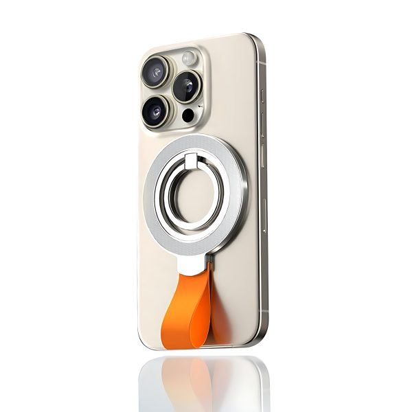 LEPOID MagSafe Dual-Sided Magnetic Phone Ring Holder Stand - 360° Rotatable Silicone Finger Strap for Desk/Wall Mount, Compatible with iPhone 12-16/Samsung S24/S25