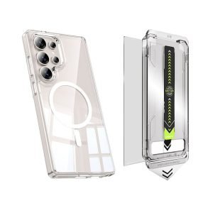 LEPOID SHOCKPROOF IPHONE CASE WITH MAGSAFE, CLEAR TPU PHONE CASE FOR SAMSUNG S25 ULTRA CLEAR(WITH TEMPERED-GLASS SCREEN PROTECTOR AND DUST-FREE KIT)