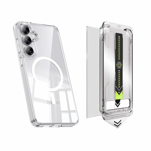 LEPOID SHOCKPROOF CASE WITH MAGSAFE, CLEAR TPU PHONE CASE FOR SAMSUNG S25 CLEAR(WITH TEMPERED-GLASS SCREEN PROTECTOR AND DUST-FREE KIT)