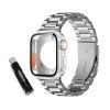 LEPOID 9H HD Tempered Glass Full-Cover Shockproof Case + Stainless Steel Solid Metal Band Kit with Removal Tool for Apple Watch Series S9/S8/S7 41mm